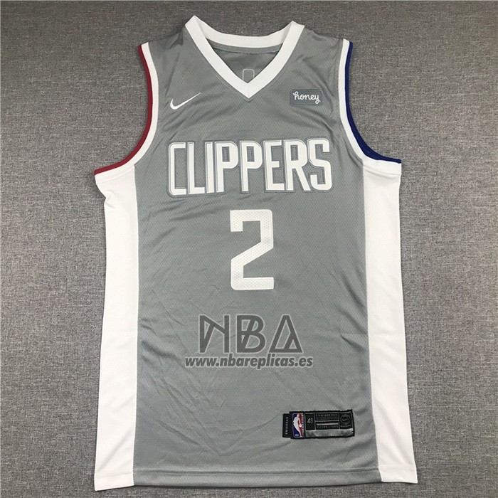 Camiseta Los Angeles Clippers Kawhi Leonard NO 2 Earned 2020-21 Gris